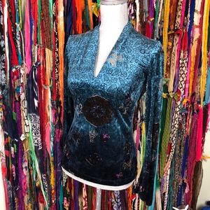 maria grazia severi velvet long sleeve top size 42